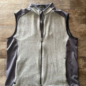 Greyson Two-Tone Sleeveless Zip Vest in Heather Grey and Charcoal